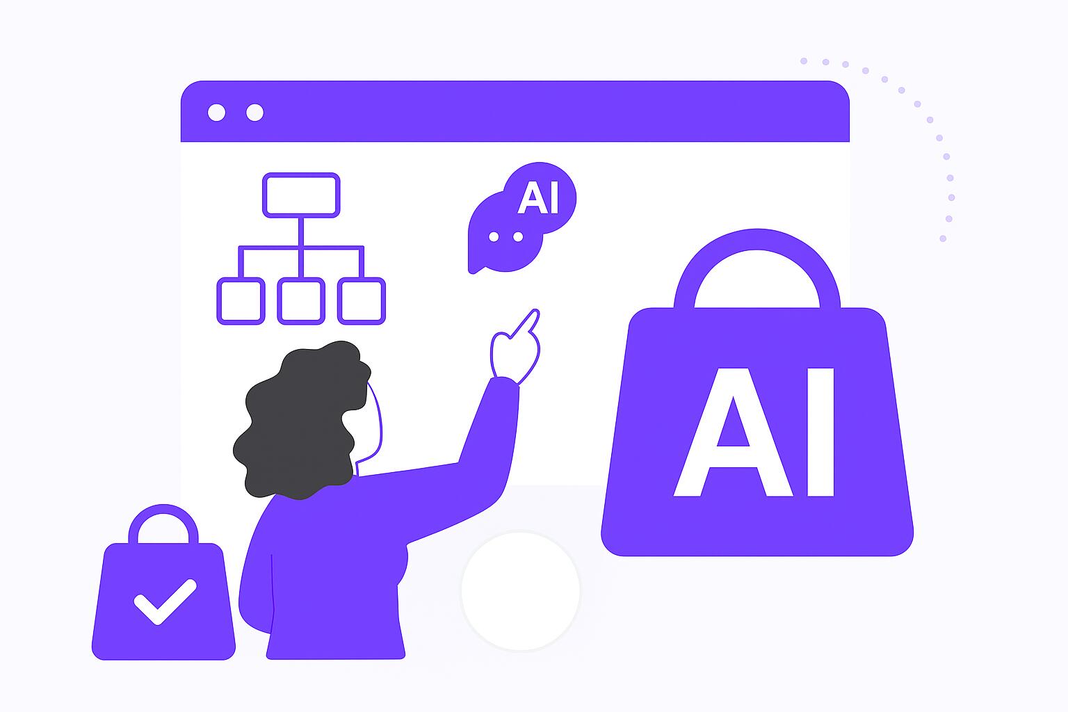 Custom AI solutions development - person interacting with AI technology, security, and enterprise systems